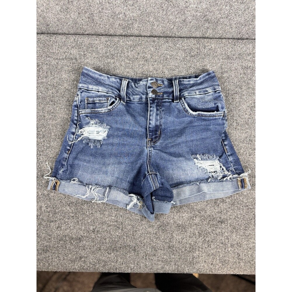 Flying Monkey Shorts Womens 27 Distressed Denim Cutoff Double Button F5598